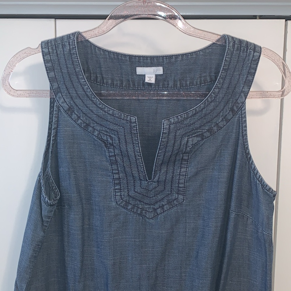 J Jill Women's Blue Sleeveless shift dress